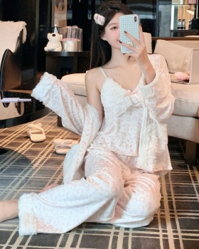 Autumn and winter long pants pink pajamas 3pcs set