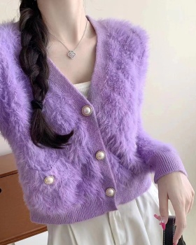 Korean style long sleeve Casual single-breasted unique sweater