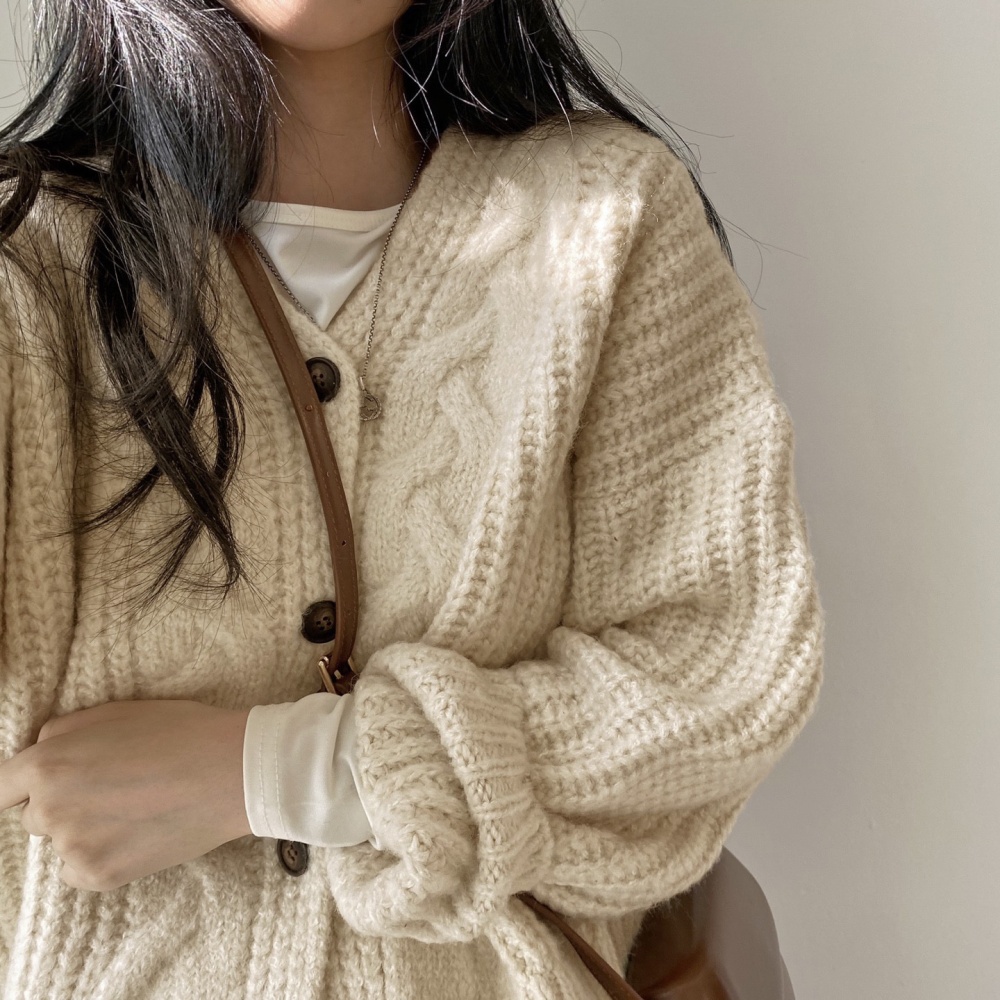 V-neck knitted sweater Korean style autumn cardigan for women