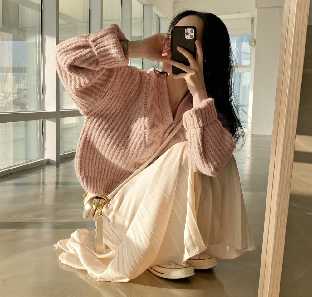 V-neck knitted sweater Korean style autumn cardigan for women