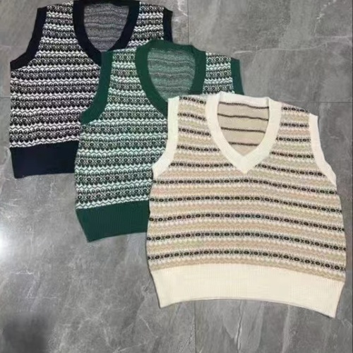 Stripe sleeveless vest knitted summer waistcoat