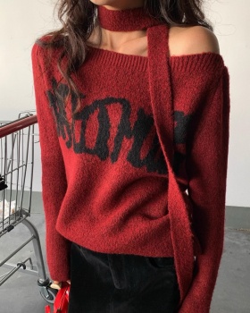 Retro strapless wool sweater for women