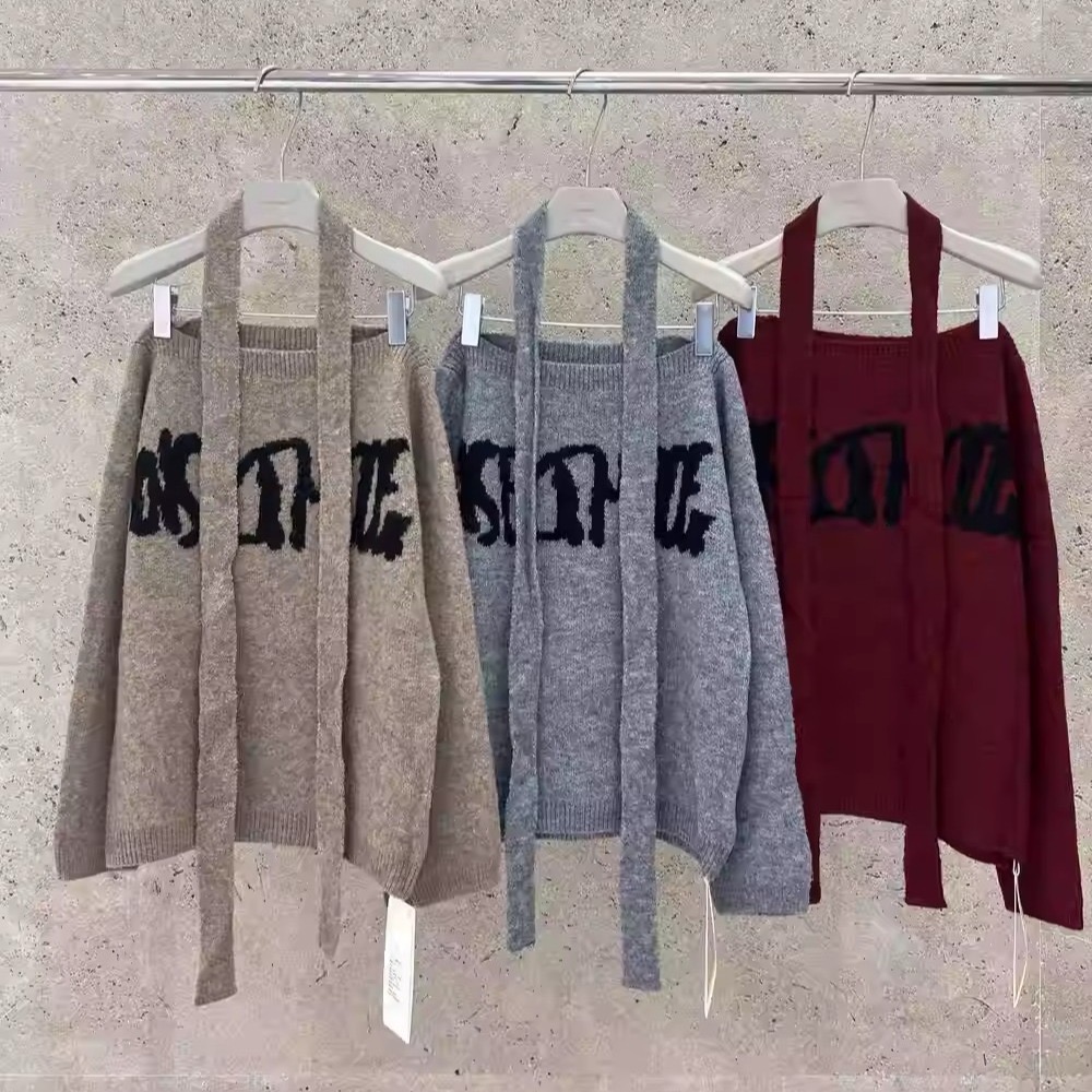 Retro strapless wool sweater for women