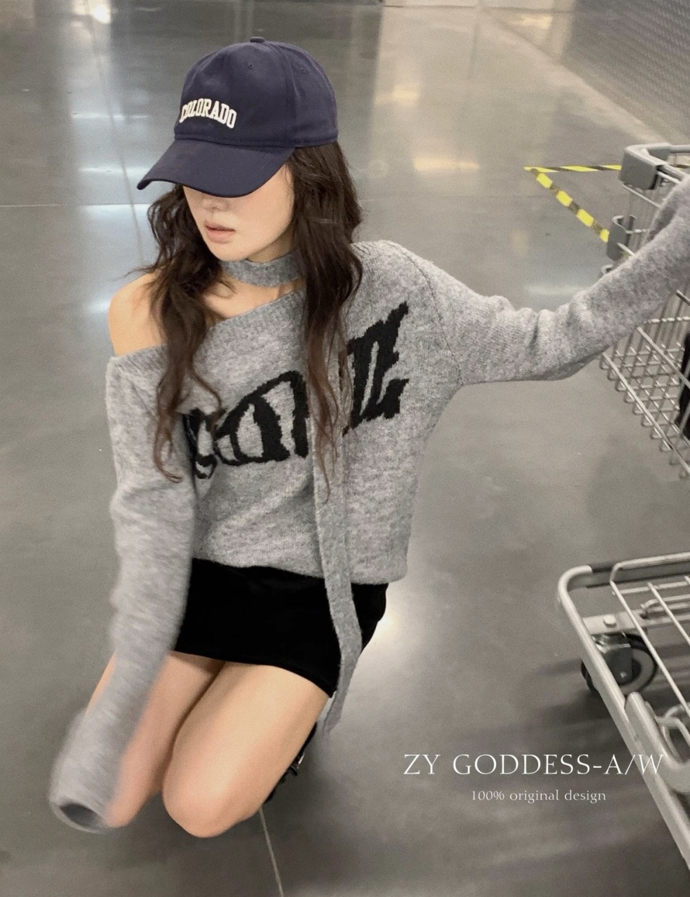 Retro strapless wool sweater for women