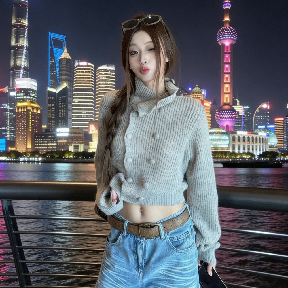 Korean style unique tops autumn fashion sweater