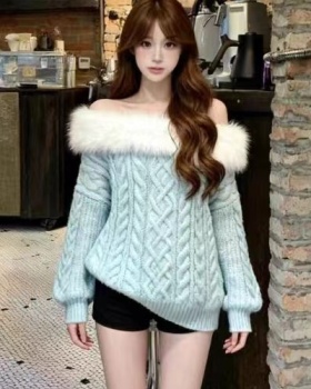 Flat shoulder tops sweater for women