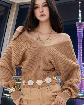 V-neck tops Korean style sweater for women