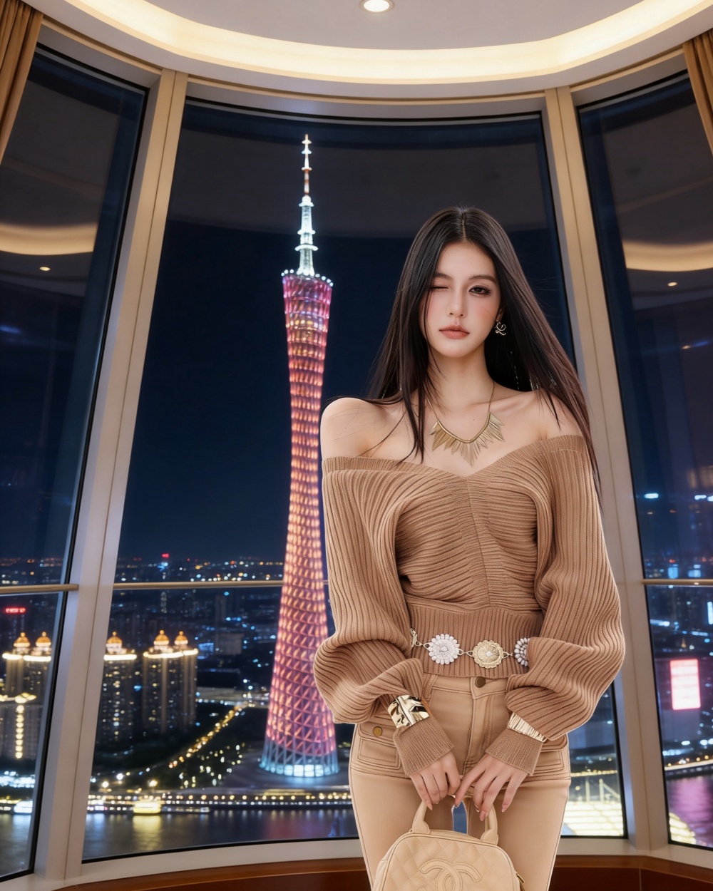 V-neck tops Korean style sweater for women