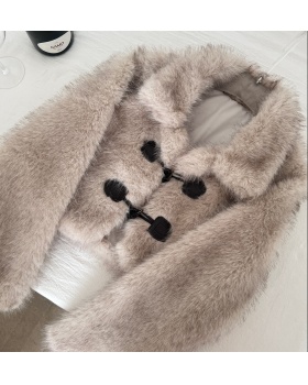 Imitation of fox plush coat velvet tops for women