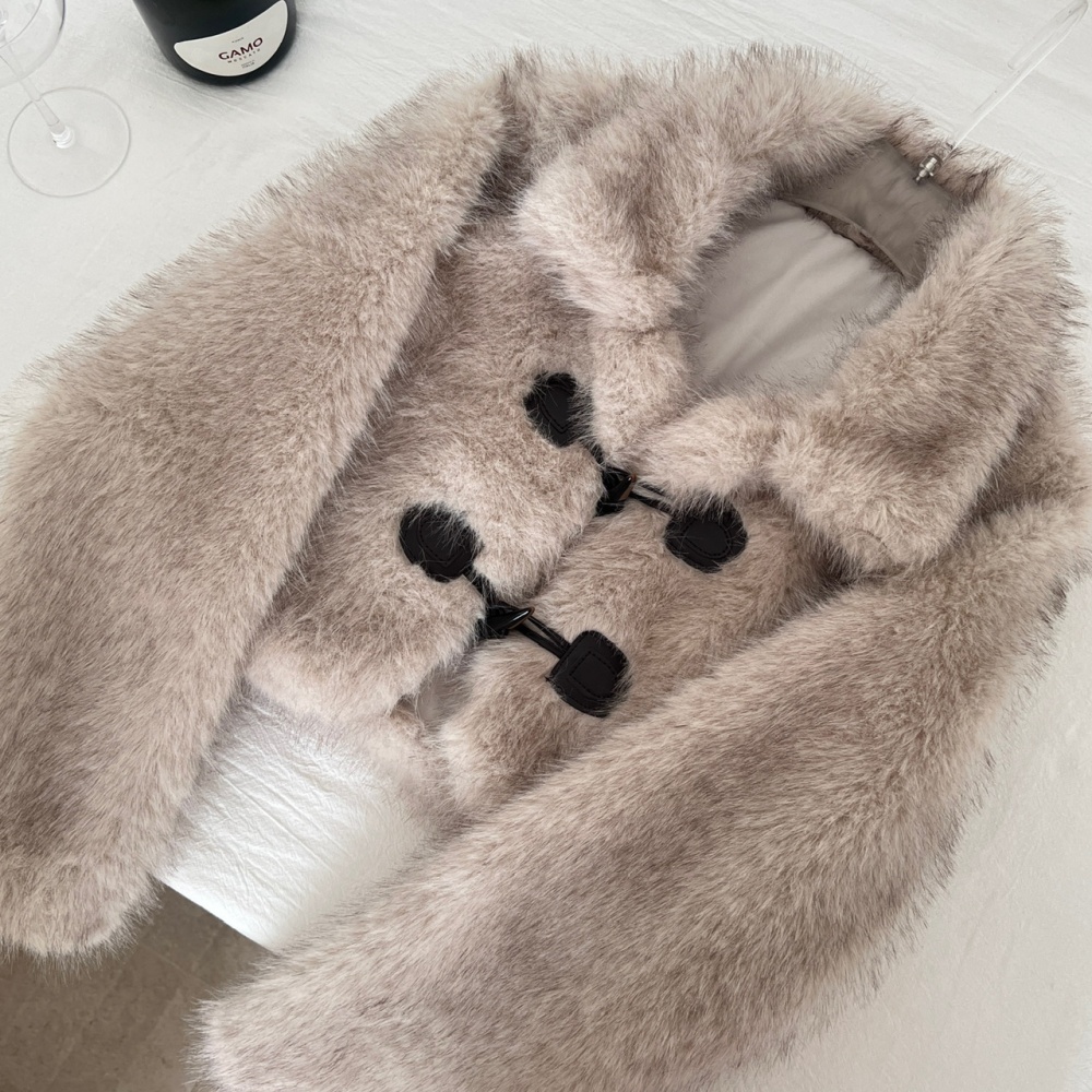 Imitation of fox plush coat velvet tops for women