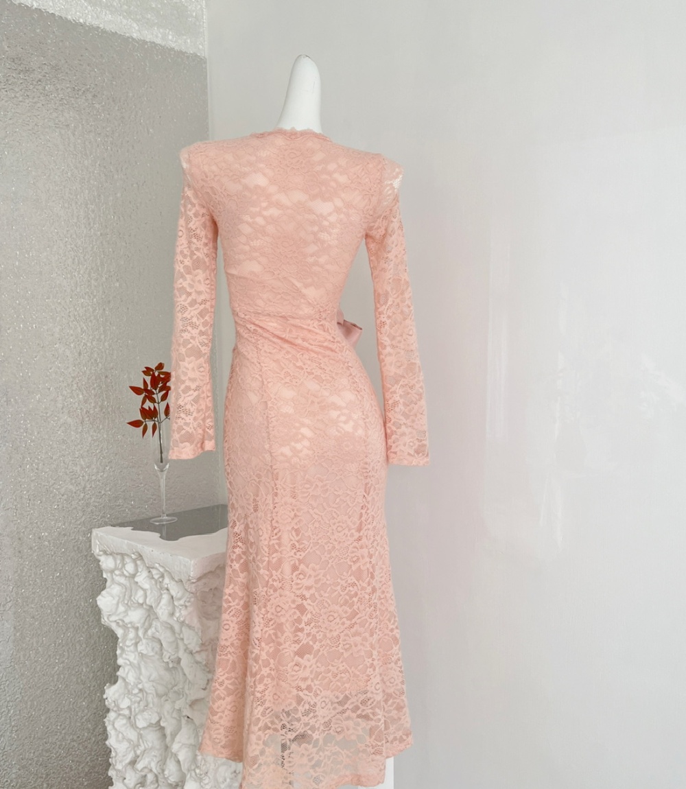 Frenum V-neck dress France style long dress for women