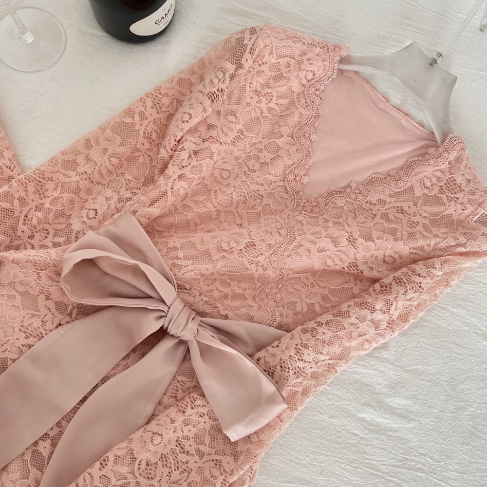 Frenum V-neck dress France style long dress for women