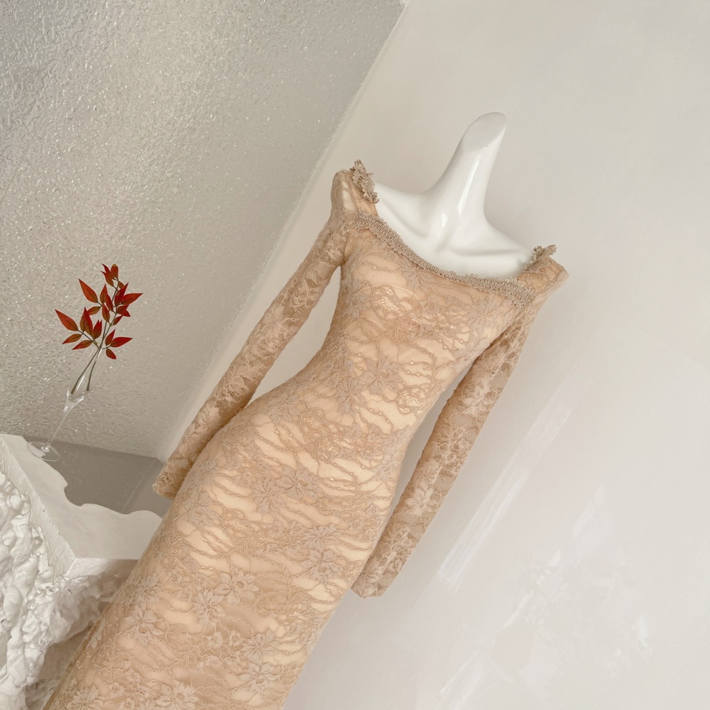 Long sleeve long dress pinched waist dress for women