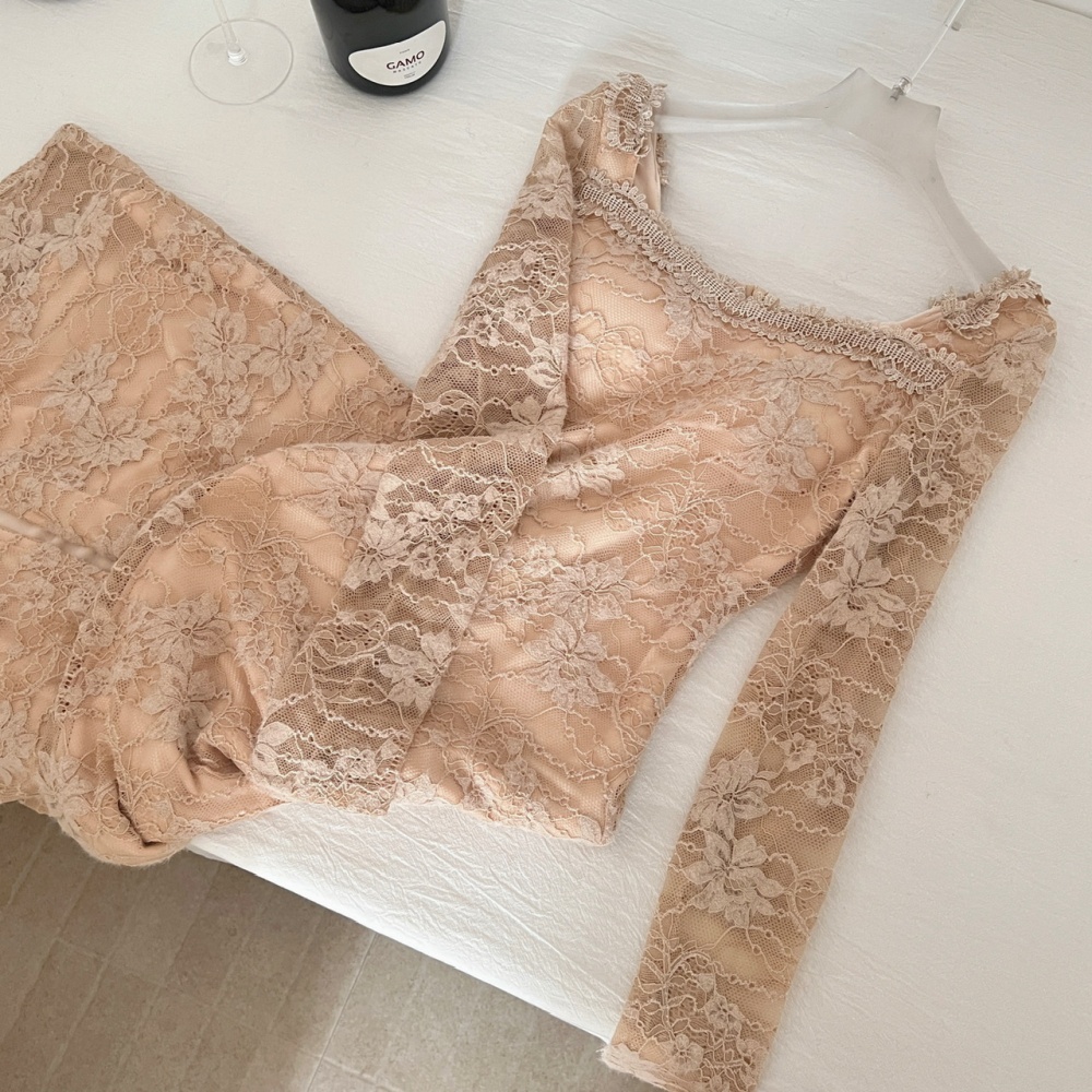 Long sleeve long dress pinched waist dress for women