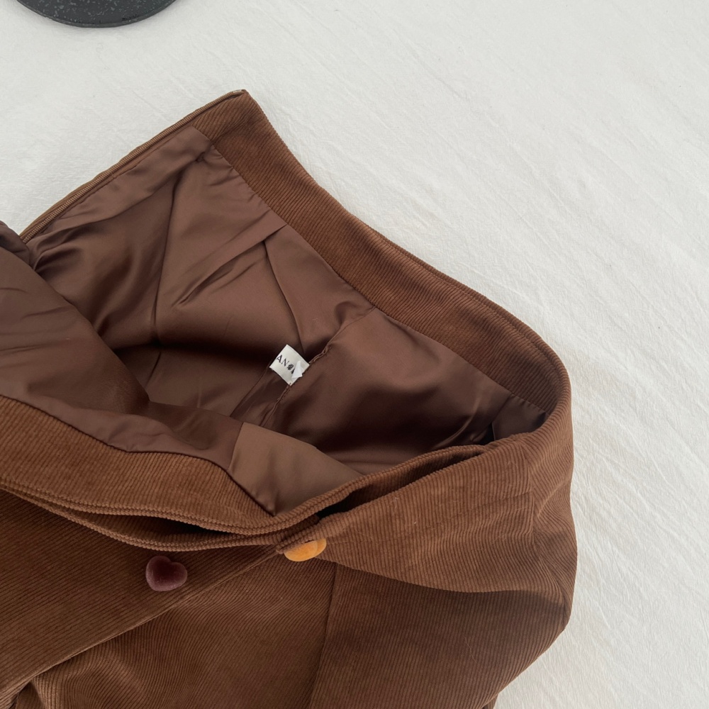 Fur collar clip cotton coat bud skirt 2pcs set