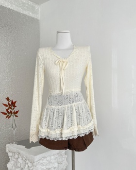 Lace long sleeve frenum tops