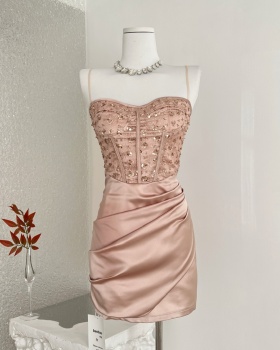 Package hip banquet splice sling sexy wrapped chest dress