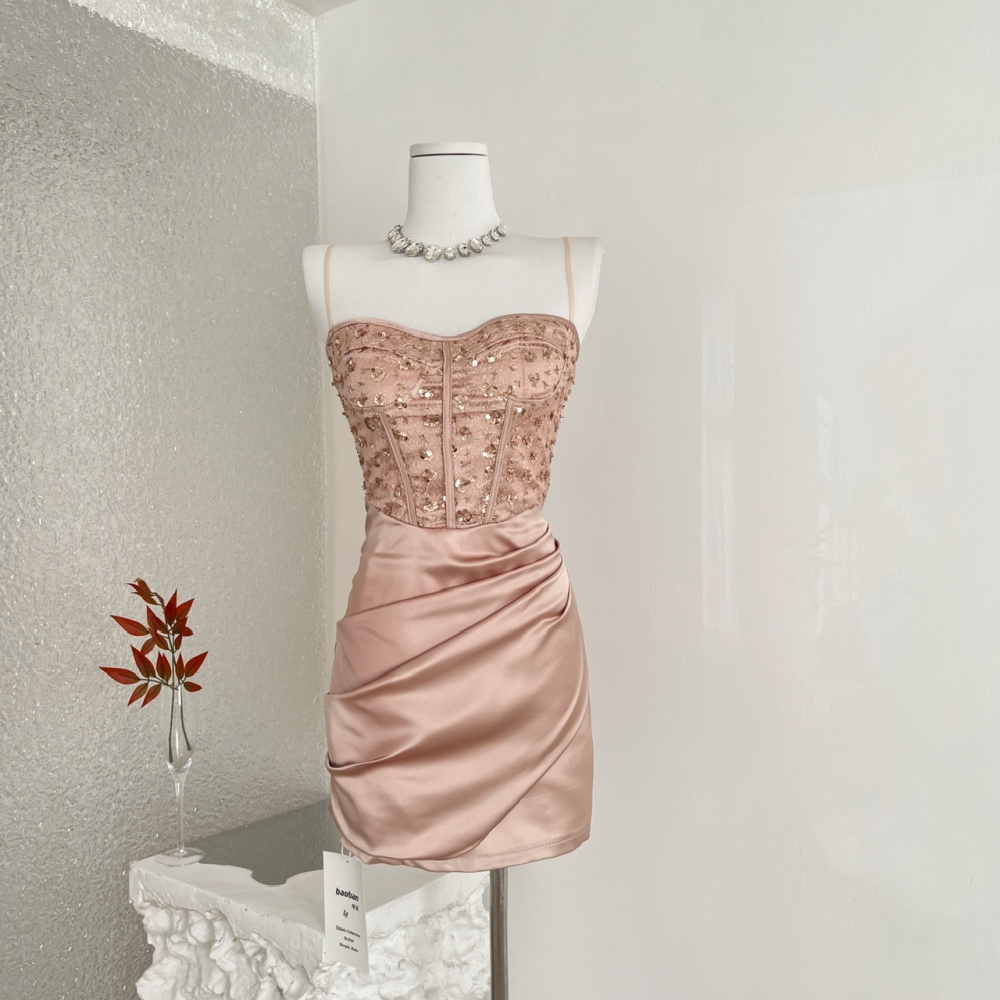 Package hip banquet splice sling sexy wrapped chest dress