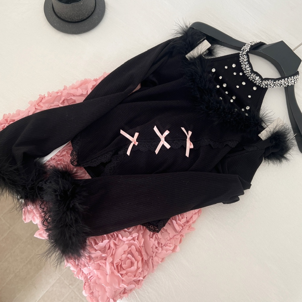 Autumn and winter tops niche short skirt 2pcs set