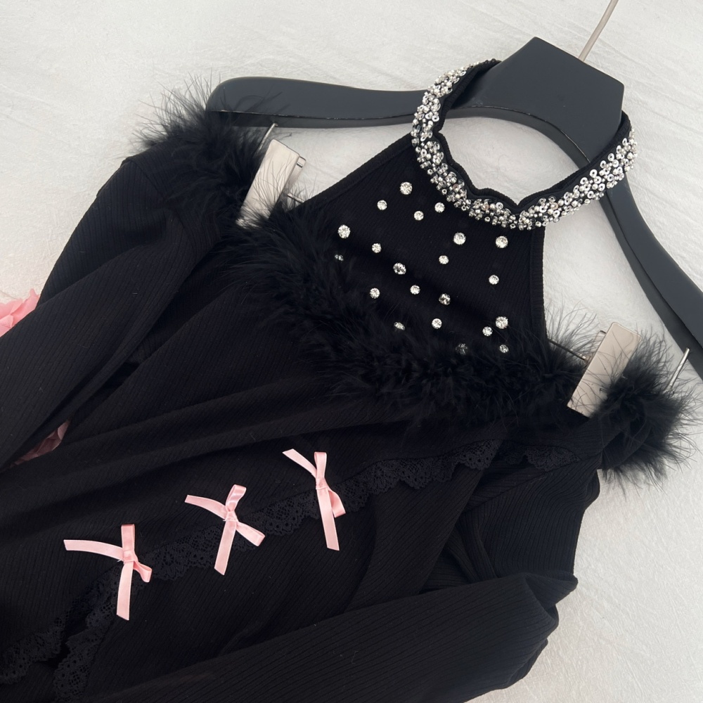 Autumn and winter tops niche short skirt 2pcs set