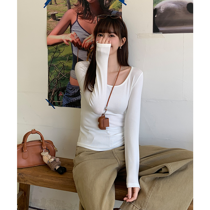 Autumn and winter slim T-shirt short tops for women