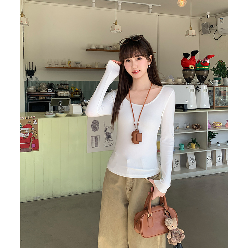 Autumn and winter slim T-shirt short tops for women