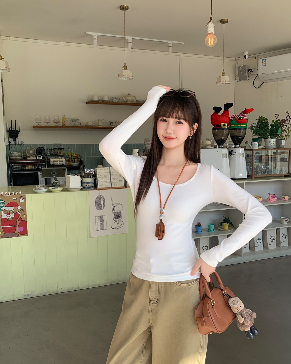 Autumn and winter slim T-shirt short tops for women