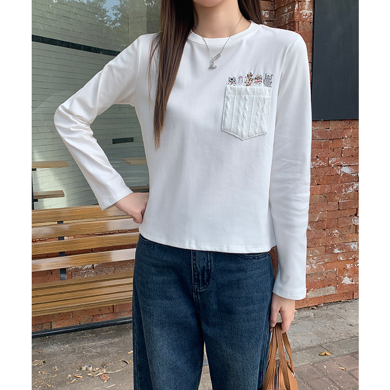 Plus velvet winter T-shirt embroidery tops for women