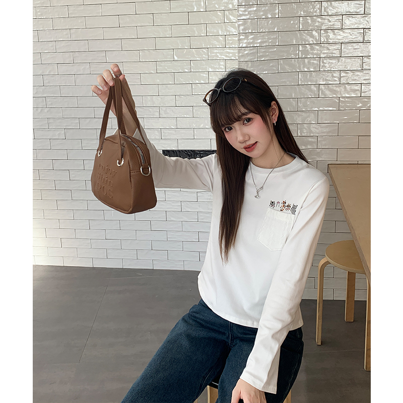 Plus velvet winter T-shirt embroidery tops for women