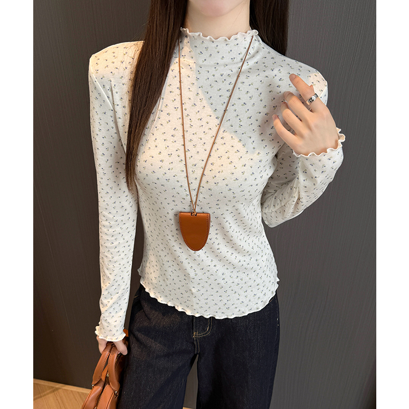 Autumn and winter long sleeve T-shirt floral bottoming shirt