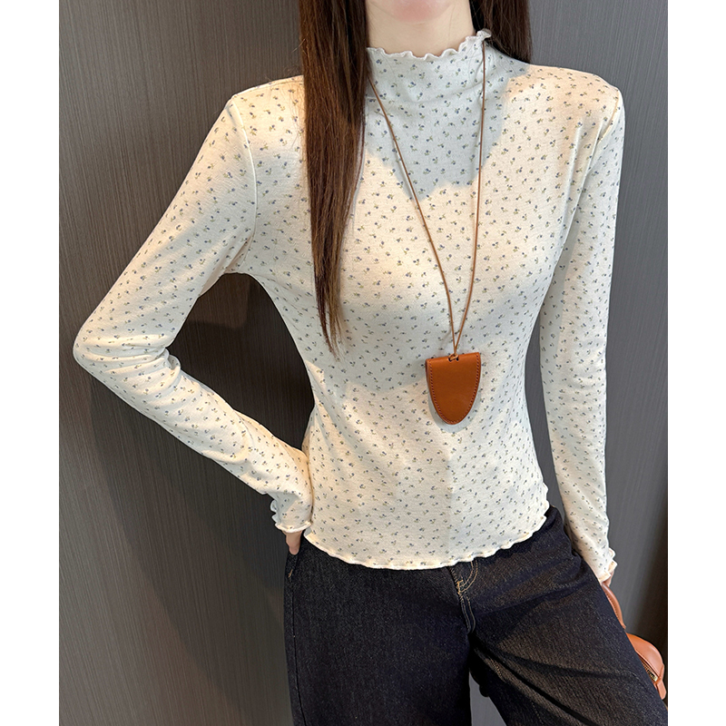 Autumn and winter long sleeve T-shirt floral bottoming shirt