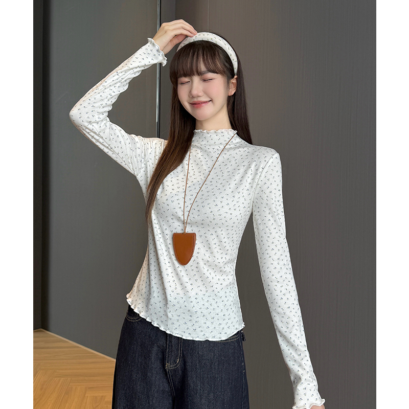 Autumn and winter long sleeve T-shirt floral bottoming shirt