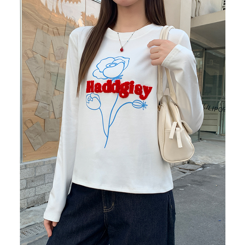 Inside the ride loose letters long sleeve T-shirt for women