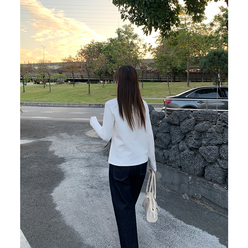 Inside the ride loose letters long sleeve T-shirt for women