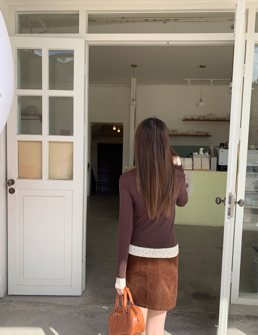 Long sleeve polka dot T-shirt mixed colors scarves for women