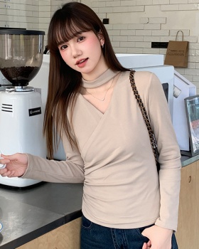 Slim halter bottoming shirt long sleeve T-shirt for women