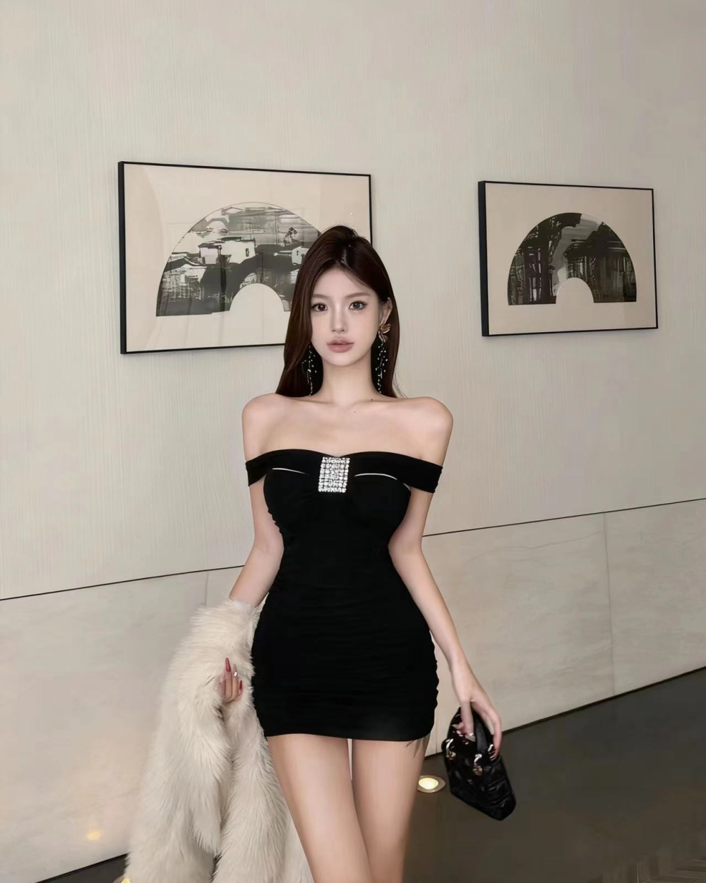 Sexy spicegirl rhinestone package hip dress