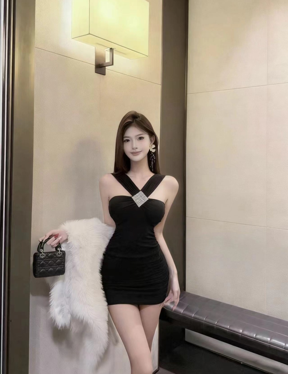 Sexy spicegirl rhinestone package hip dress