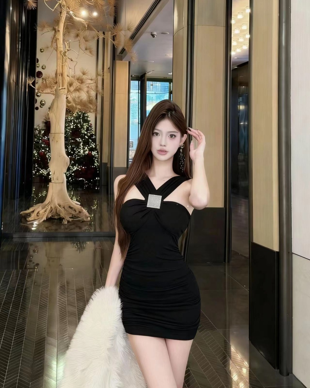 Sexy spicegirl rhinestone package hip dress