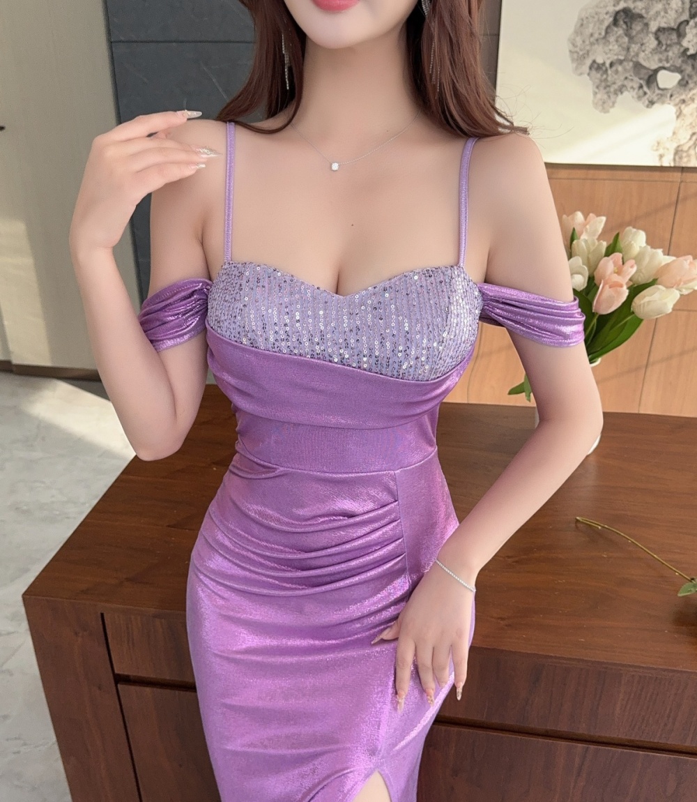 Shining long island flair sexy satin vacation sling dress