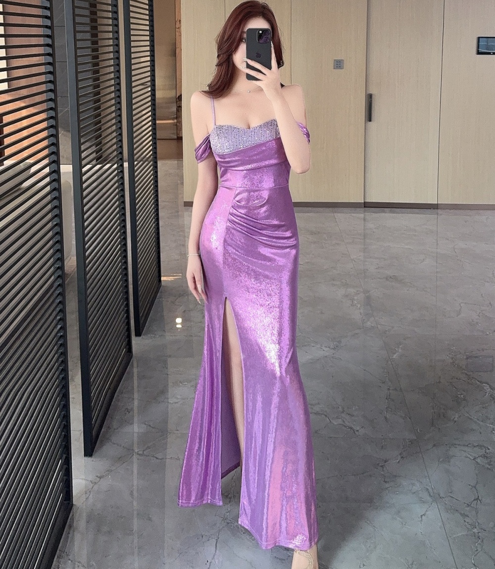 Shining long island flair sexy satin vacation sling dress