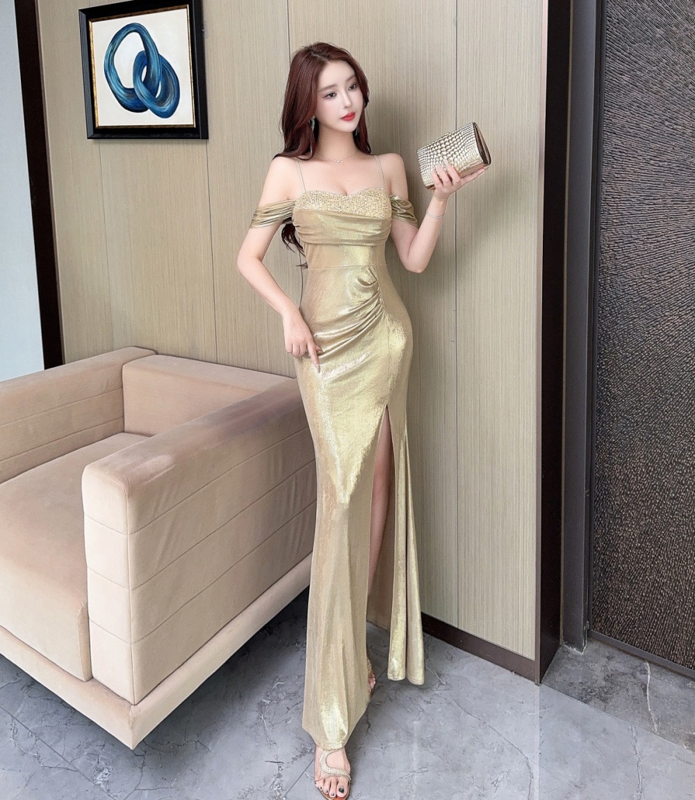 Shining long island flair sexy satin vacation sling dress