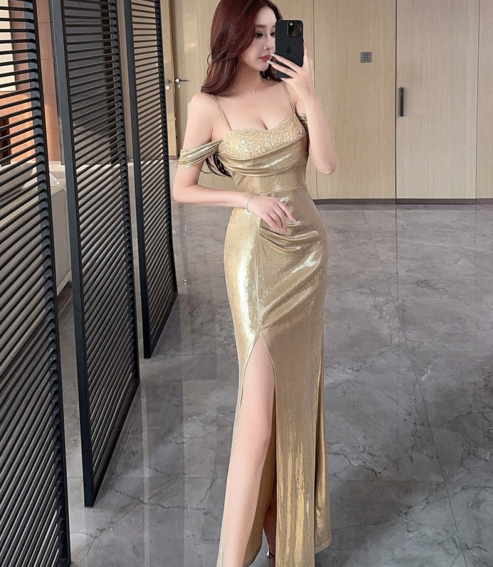 Shining long island flair sexy satin vacation sling dress