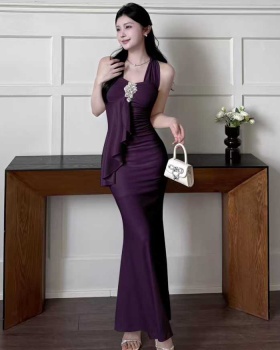 Light hollow long dress Western style dress for women