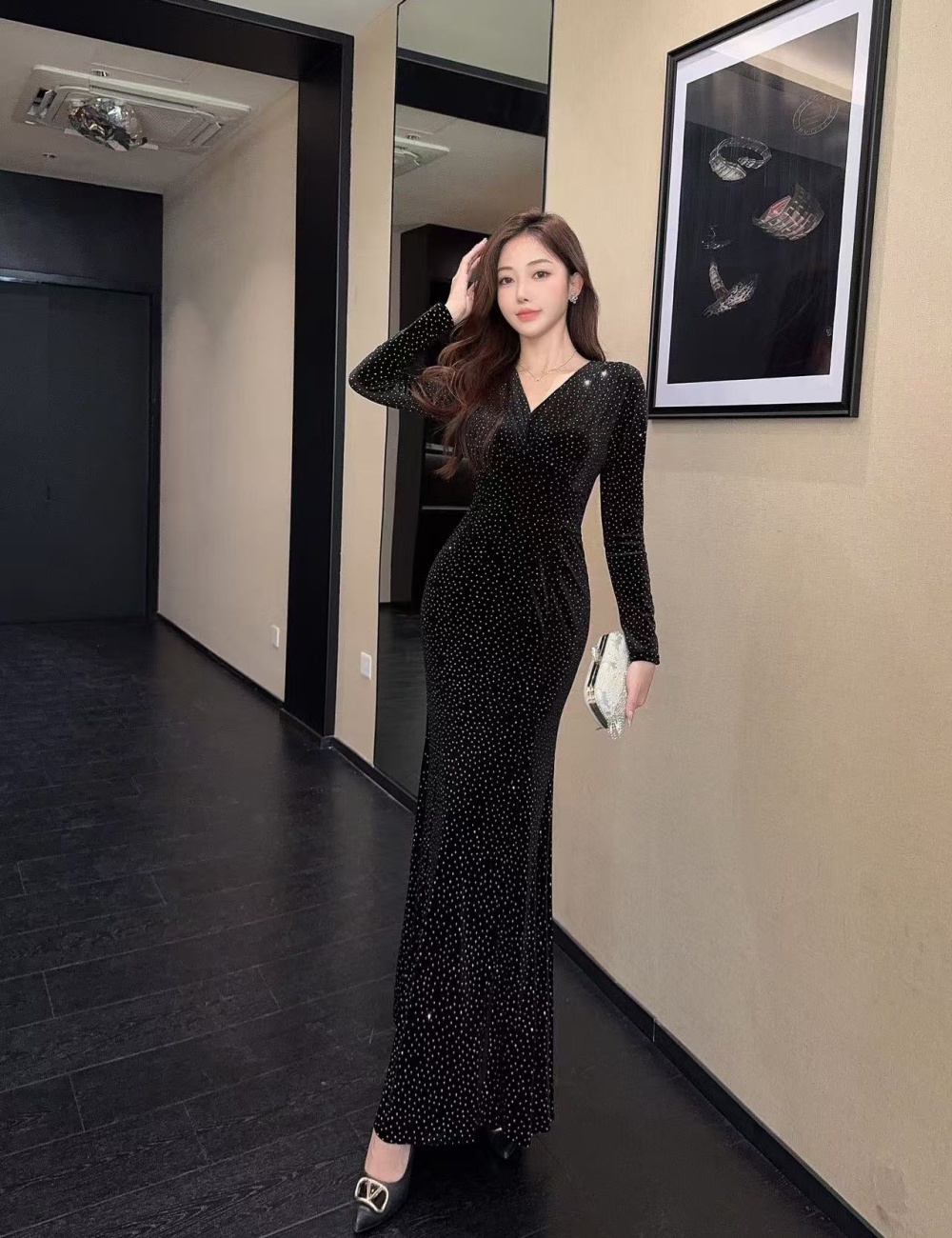 Autumn fashion long dress printing formal dress