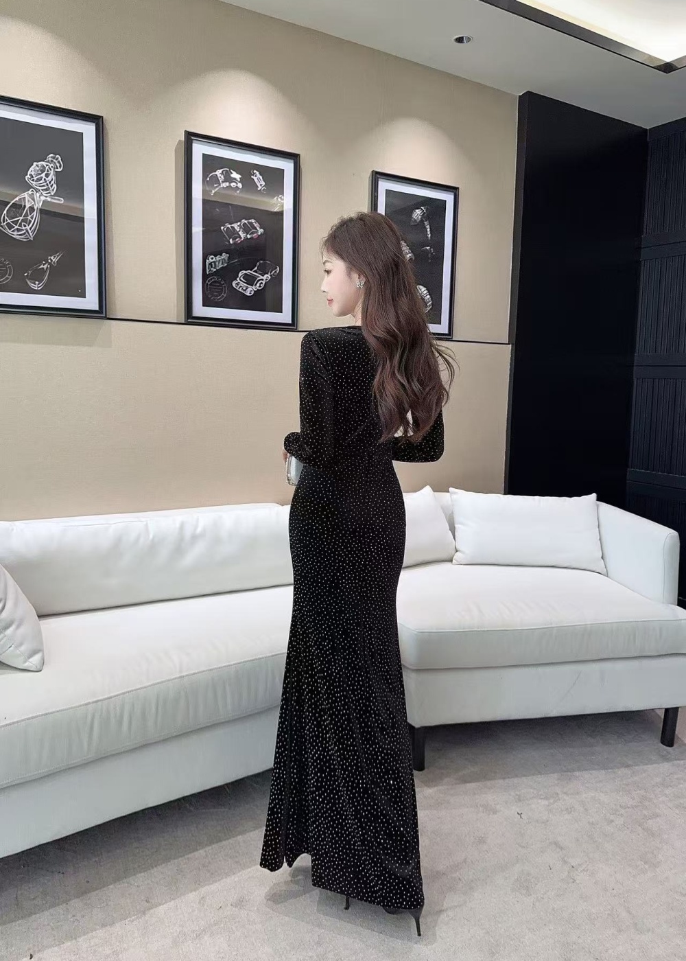 Autumn fashion long dress printing formal dress