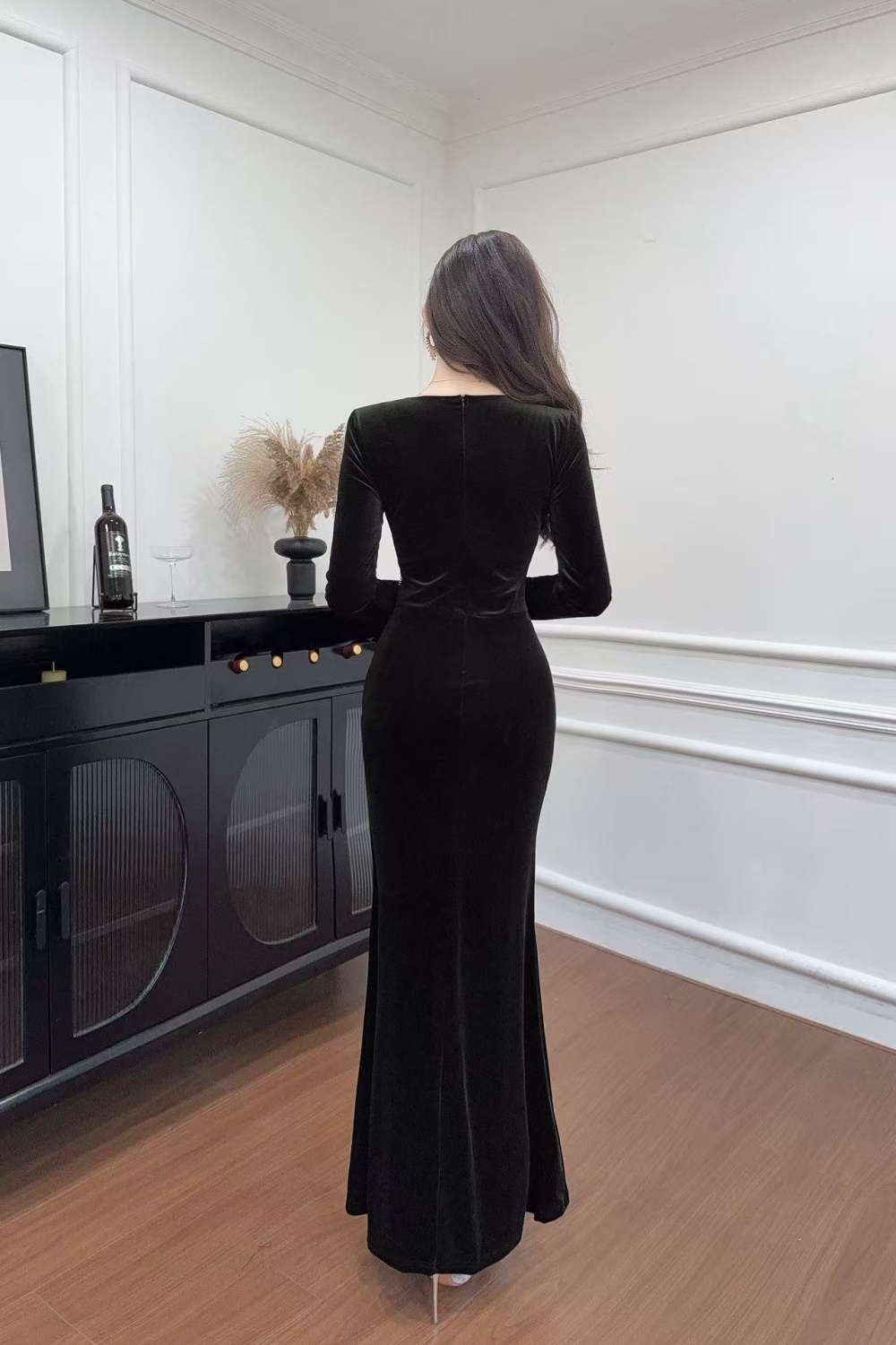 Banquet temperament velvet queen annual meeting dress