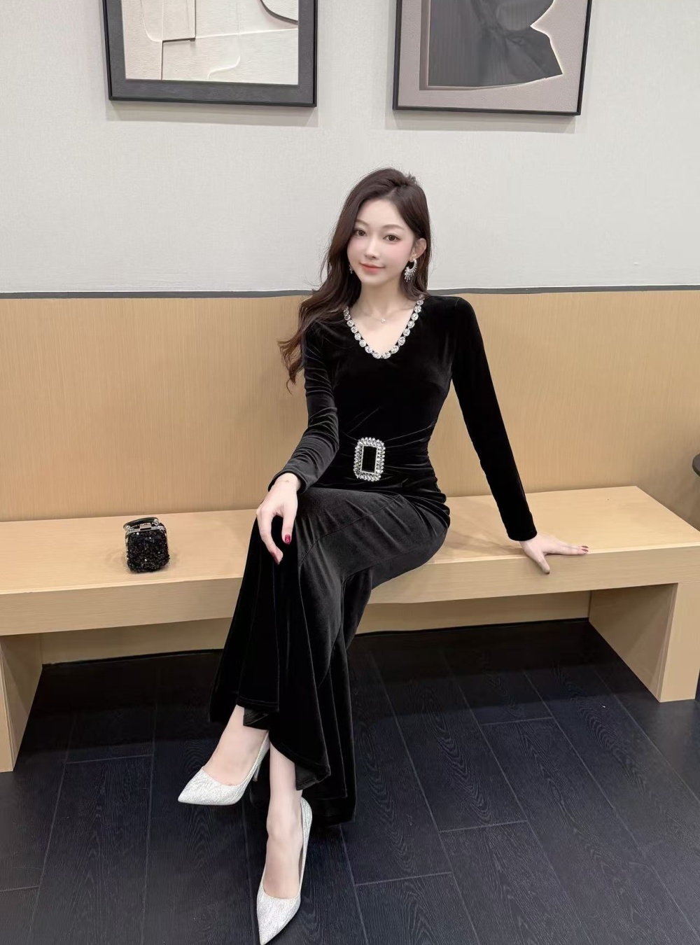 Banquet evening dress annual meeting dress for women