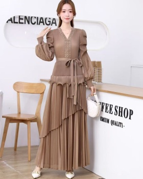 Fold bandage irregular European style dress for women