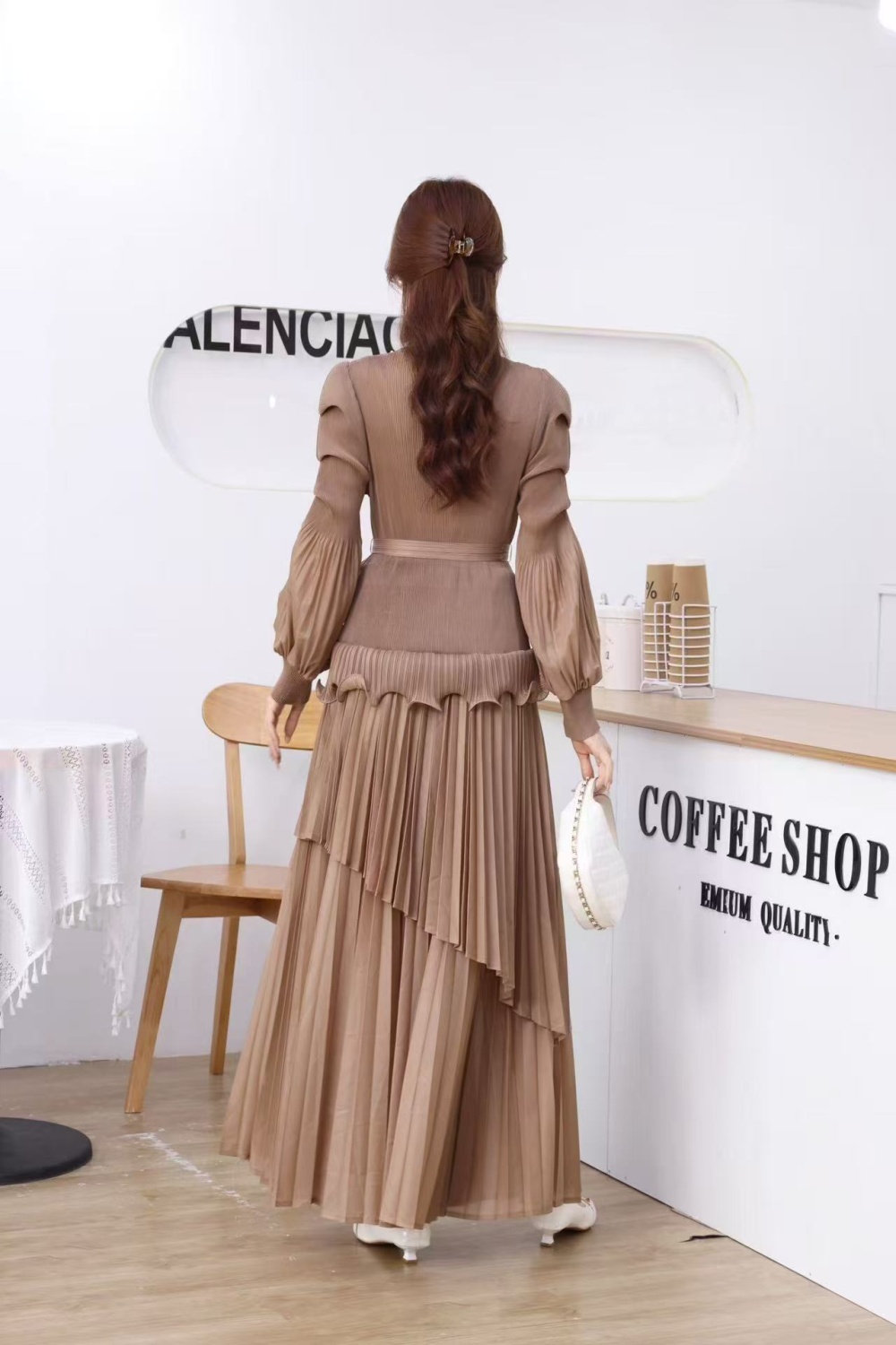 Fold bandage irregular European style dress for women